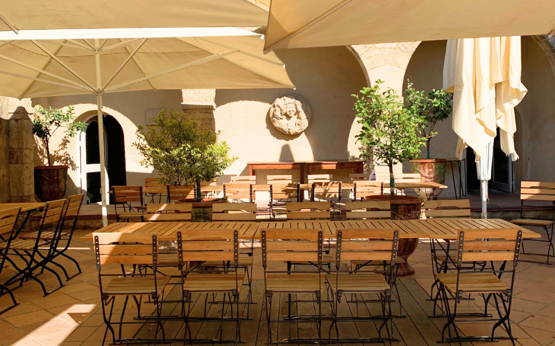 Terrasse privatisable du restaurant Mas de Saporta à Lattes